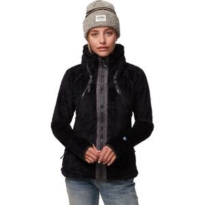 Kuhl Flight Jacket Black Fleece Convertible Hood S Zip Up